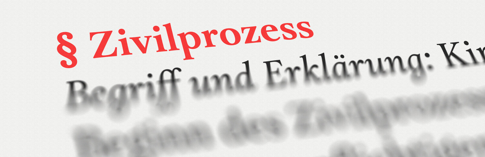 Aufgeschlagenes juristisches Lehrbuch mit dem rot hervorgehobenen Eintrag "§ Zivilprozess" und der Erklärung "Begriff und Erklärung" — Symbolbild für ein juristisches Glossar