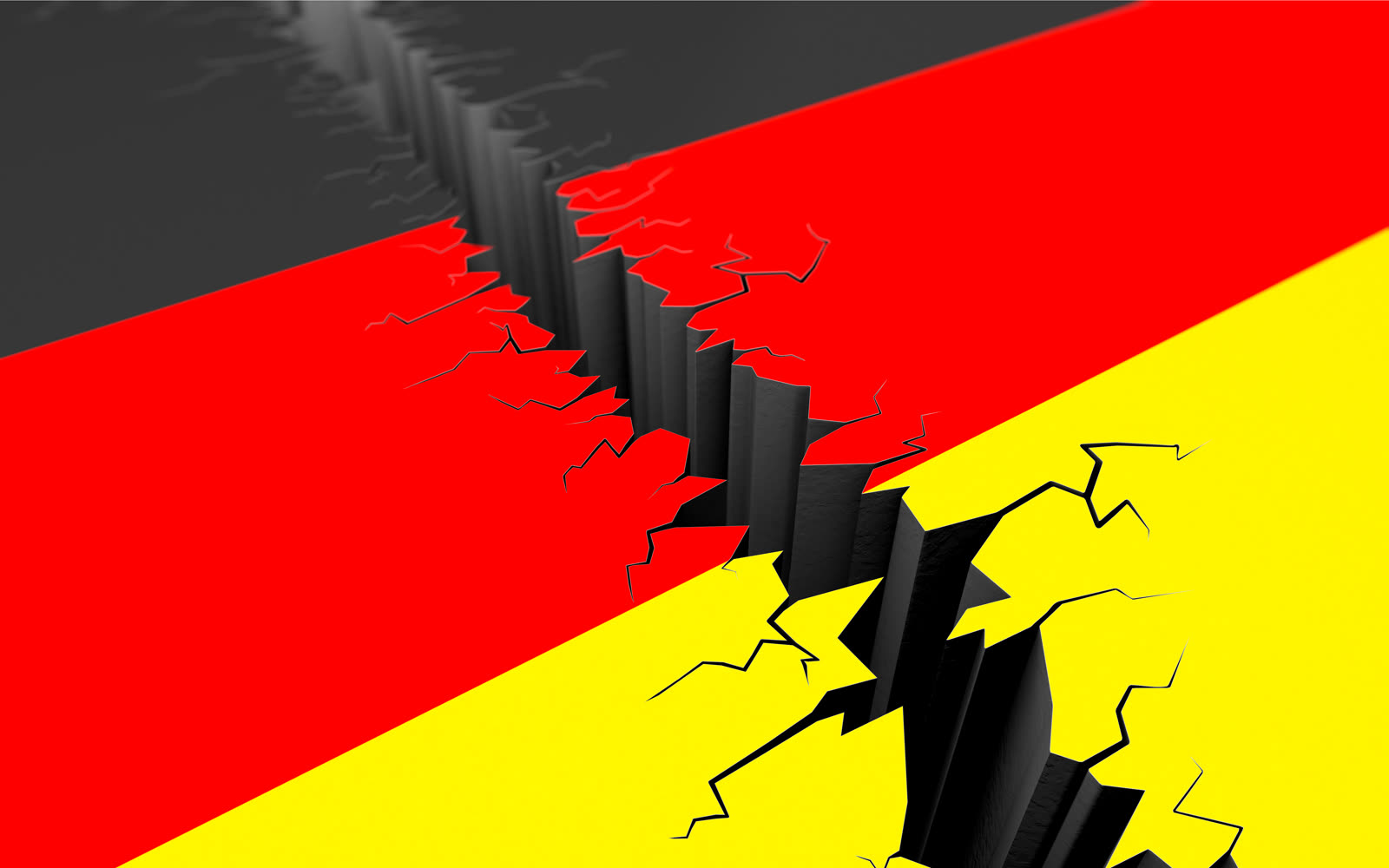 Bandera alemana con una profunda grieta